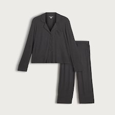 F&F Wide Leg Button Up Pyjama Set in Grey