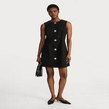 F&F Sleeveless Button Detail Mini Dress in Black