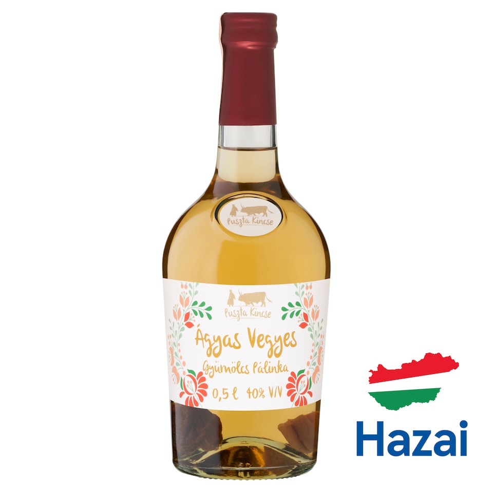 Puszta Kincse ágyas vegyes gyümölcs pálinka 40% 0,5 l  1. kép