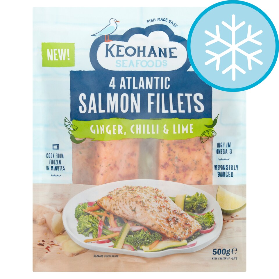 Keohane Seafoods Salmon Fillets Ginger Chilli Lime 500G