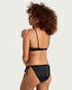 image 3 of F&F Ring Detail High Leg Tie Side Bikini Bottoms in Black