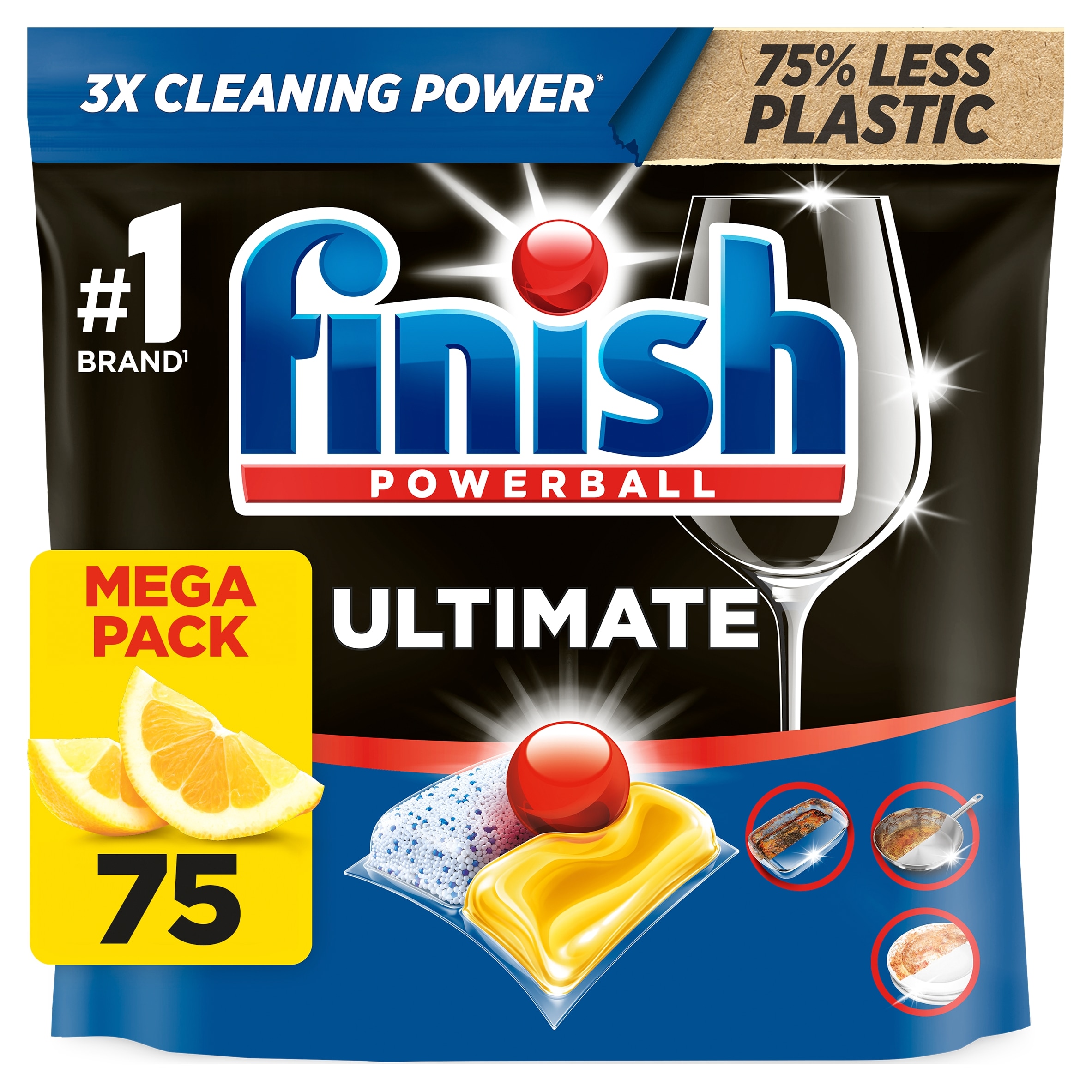 Finish Ultimate All In One Dishwasher Tablets - Lemon 75 Pack 967.5g