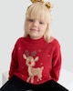 image 2 of F&F Girls Knitted Reindeer Christmas Print Jumper in Pink