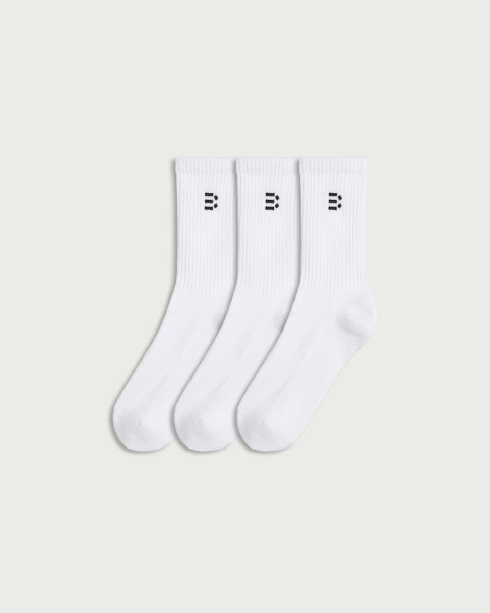F&F Active 3-Pack Cotton Rich Ribbed Ankle Sports Socks in White