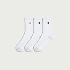 F&F Active 3-Pack Cotton Rich Ribbed Ankle Sports Socks in White