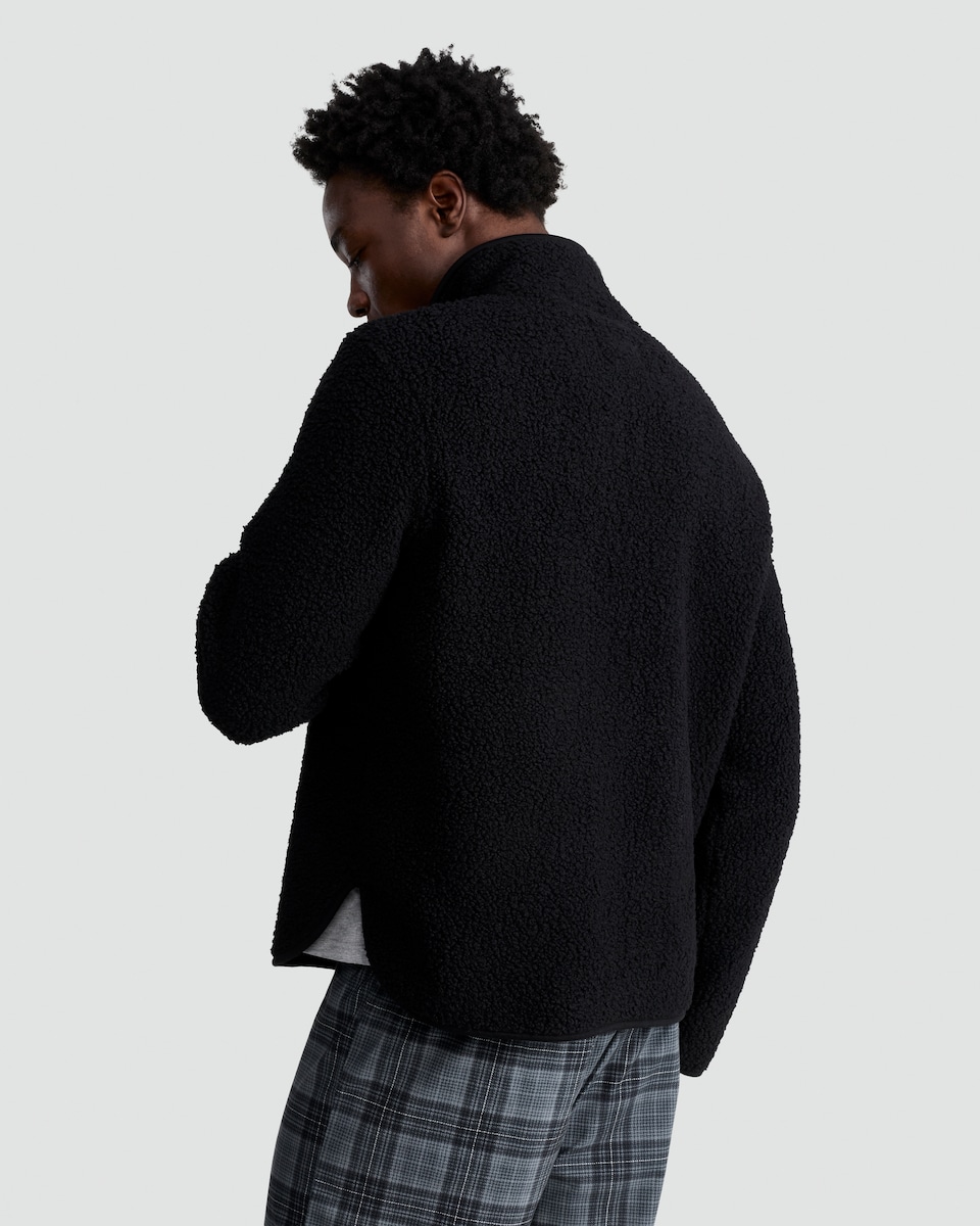 image 1 of F&F Fleece Half Zip Pyjama Jacket in Black