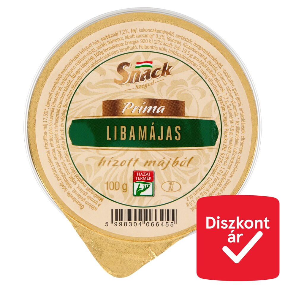 Snack Szeged Príma libamájas hízott májból 100 g  1. kép