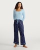 image 2 of F&F Ribbed Scoop Neck Bow Print Pyjama Set in Multi Blue