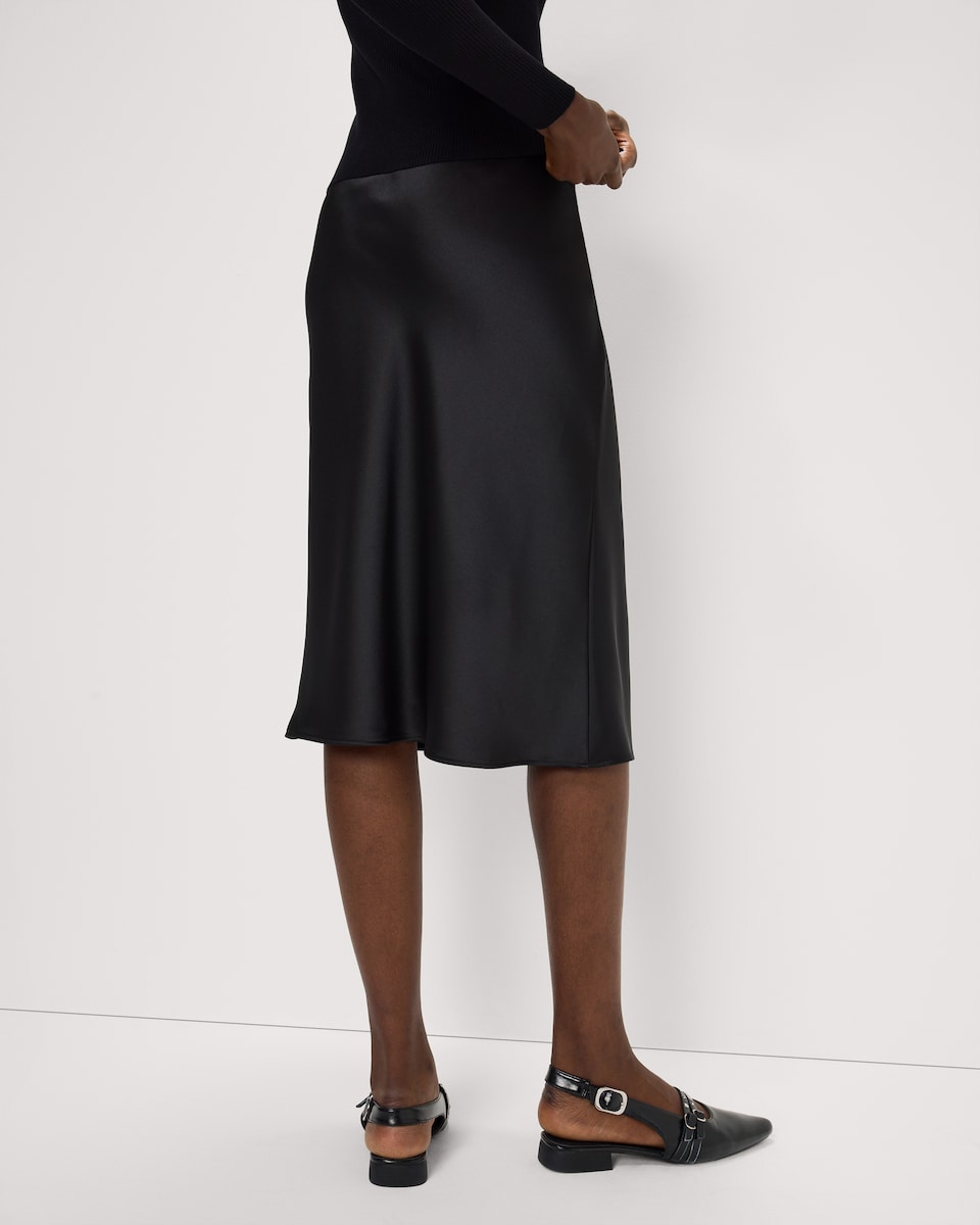 image 1 of F&F Satin Midi Skirt in Black