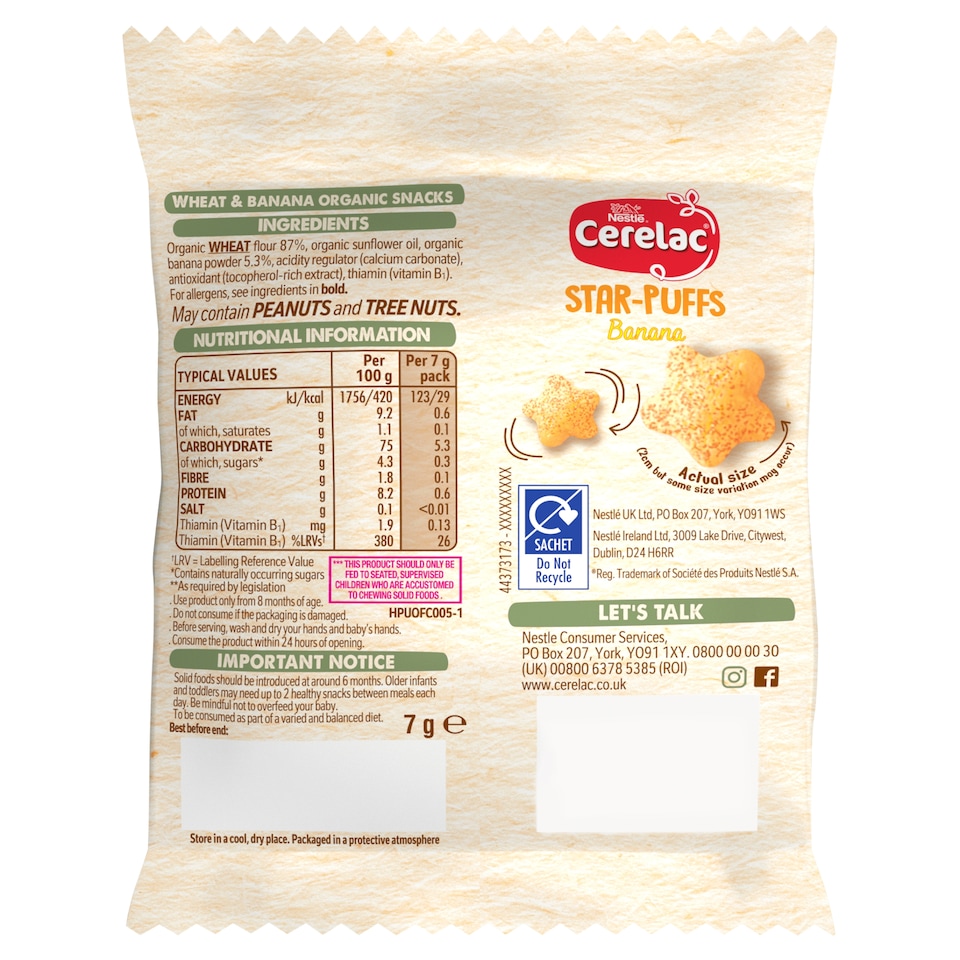 image 1 of CERELAC STAR PUFFS BANANA 7g