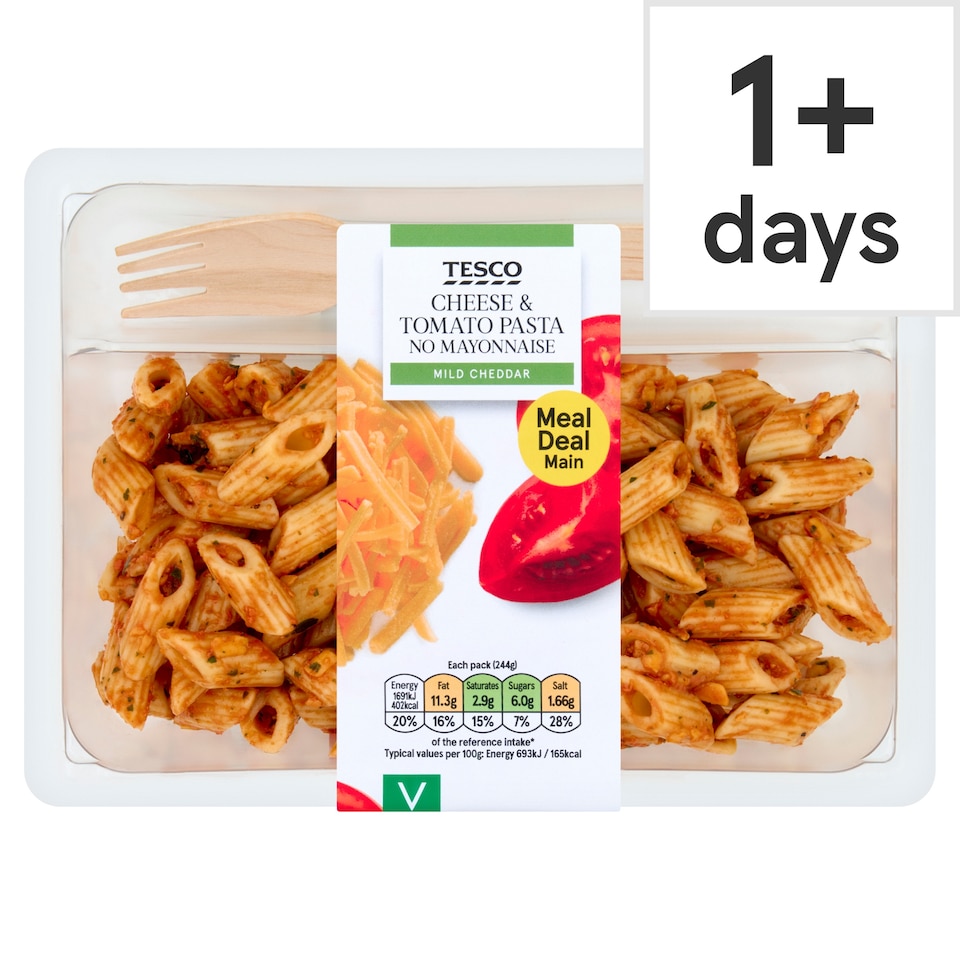 TESCO CHEESE &TOMATO PASTA NO MAYONNAISE 244G