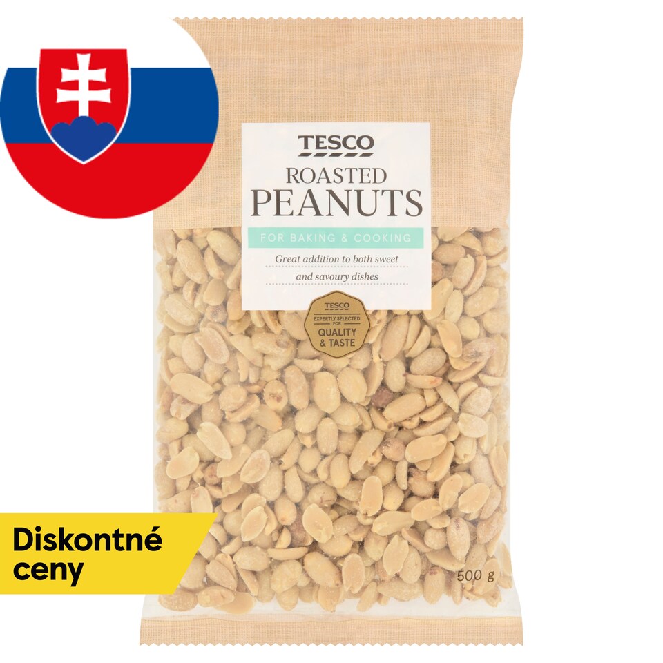 Tesco Arašidy jadrá blanšírované pražené nesolené 500 g