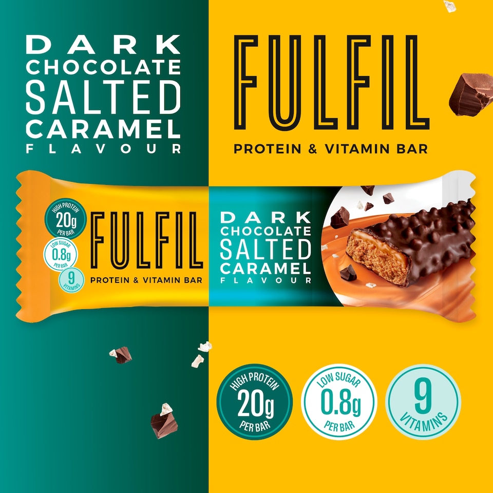 image 1 of Fulfil Dark Chocolate Salted Caramel Vitamin And Prtn Bar 55G
