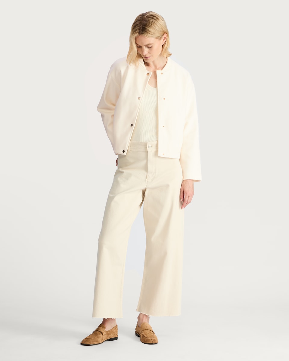 image 1 of The F&F Edit Ribbed Collar Buttoned Jacket in Cream