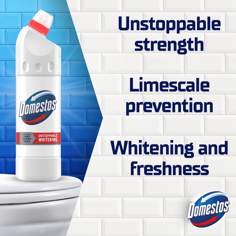 image 1 of Domestos Thick Bleach White & Sparkle Toilet & Bathroom Cleaner 750ml