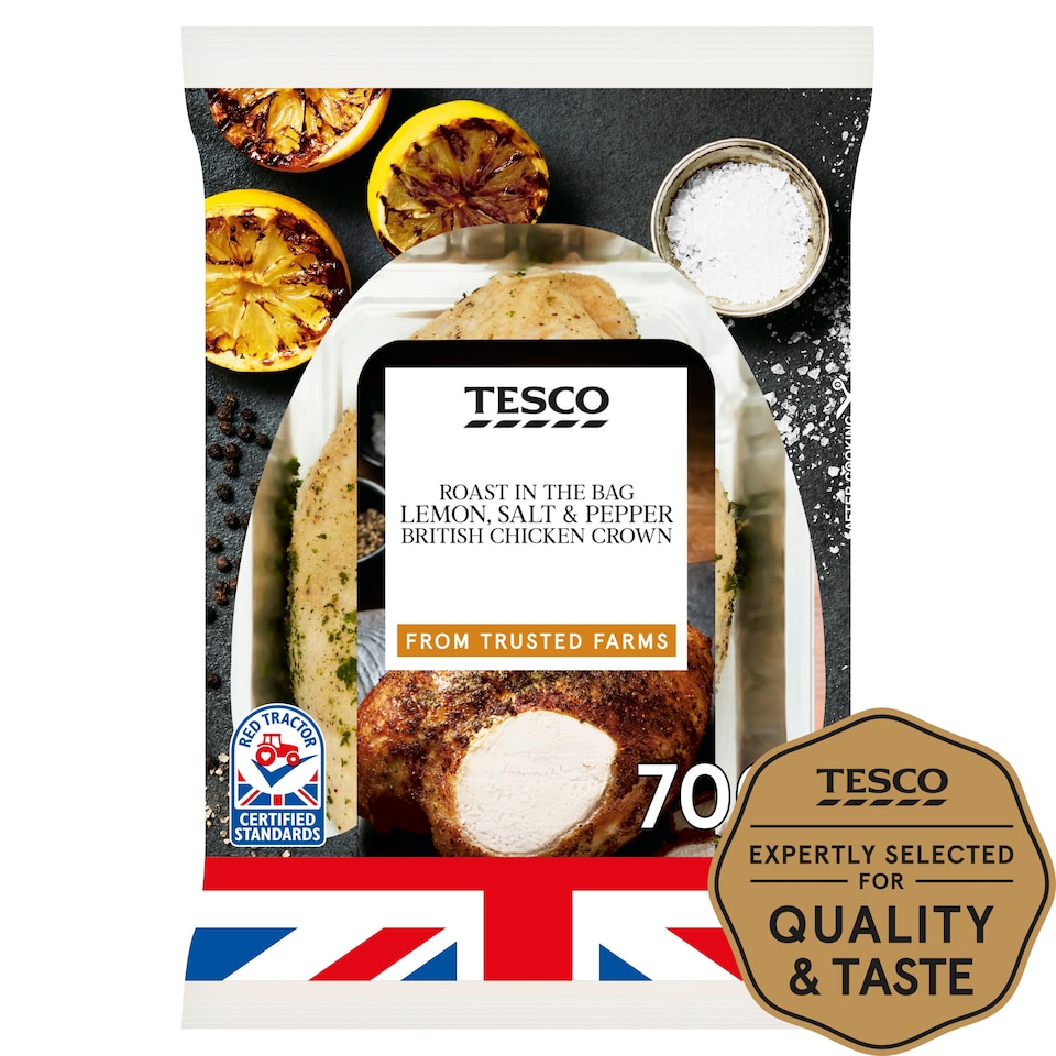 Tesco British Chicken Crown With Lemon Salt & Pepper 700G