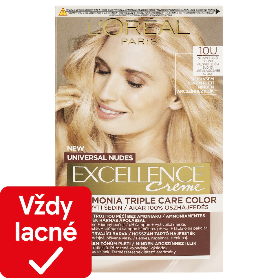 L'Oréal Paris Excellence Creme Universal Nudes permanentná farba na vlasy 10 U Najsvetlejšia blond