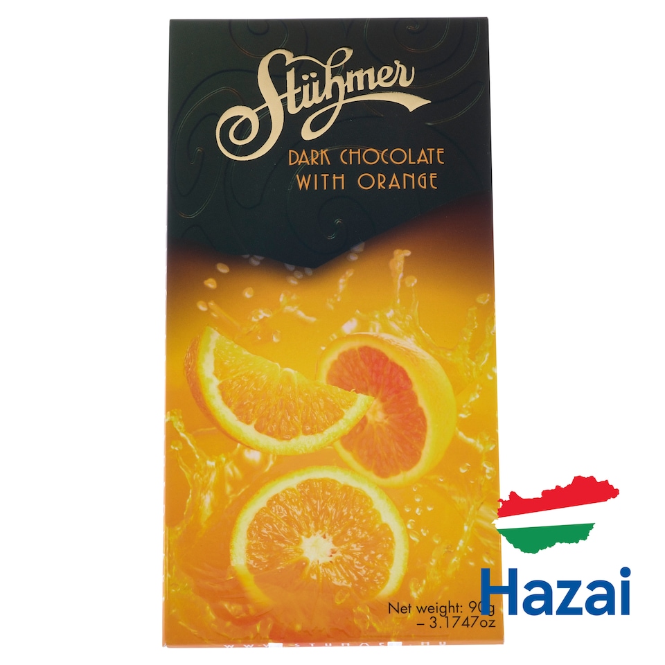 Stühmer kandírozott narancshéj darabokkal dúsított étcsokoládé 90 g