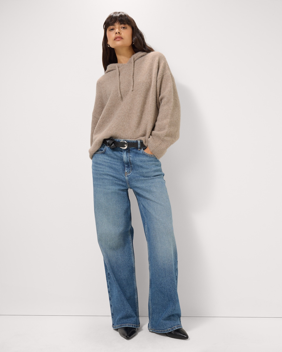 image 1 of F&F Knitted Hoodie with Wool in Mink
