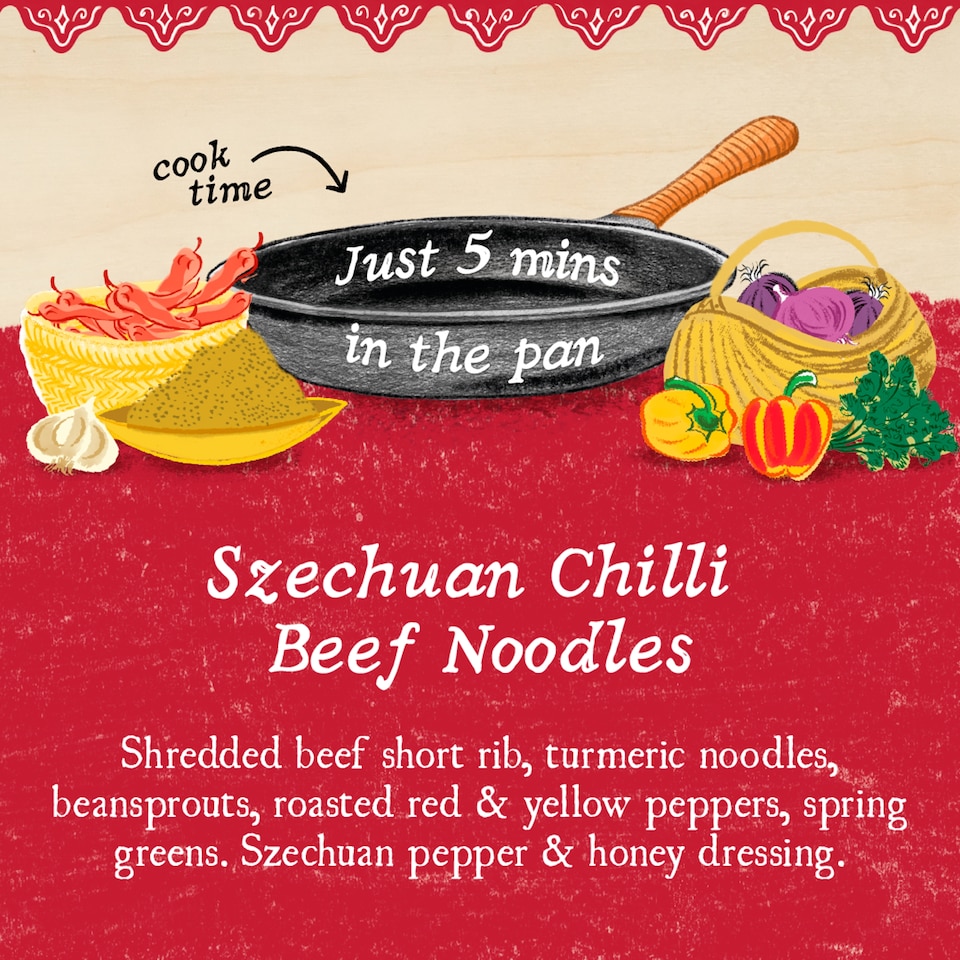 image 1 of Charlie Bigham's Pan Fry Szechuan Chilli Beef Noodles 380g