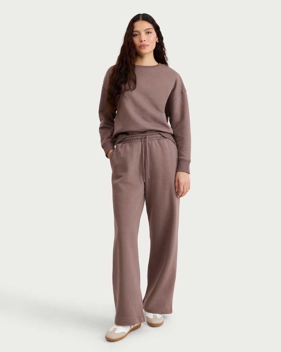 image 1 of F&F Active Cotton Rich Wide Leg Drawstring Joggers in Mink