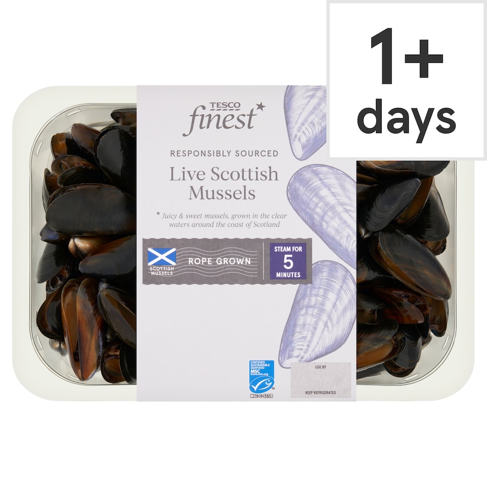 Tesco Finest Live Scottish Mussels 1Kg