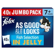 FELIX As Good As it Looks Senior 7+ Fish in Jelly Wet Cat Food 40x85g