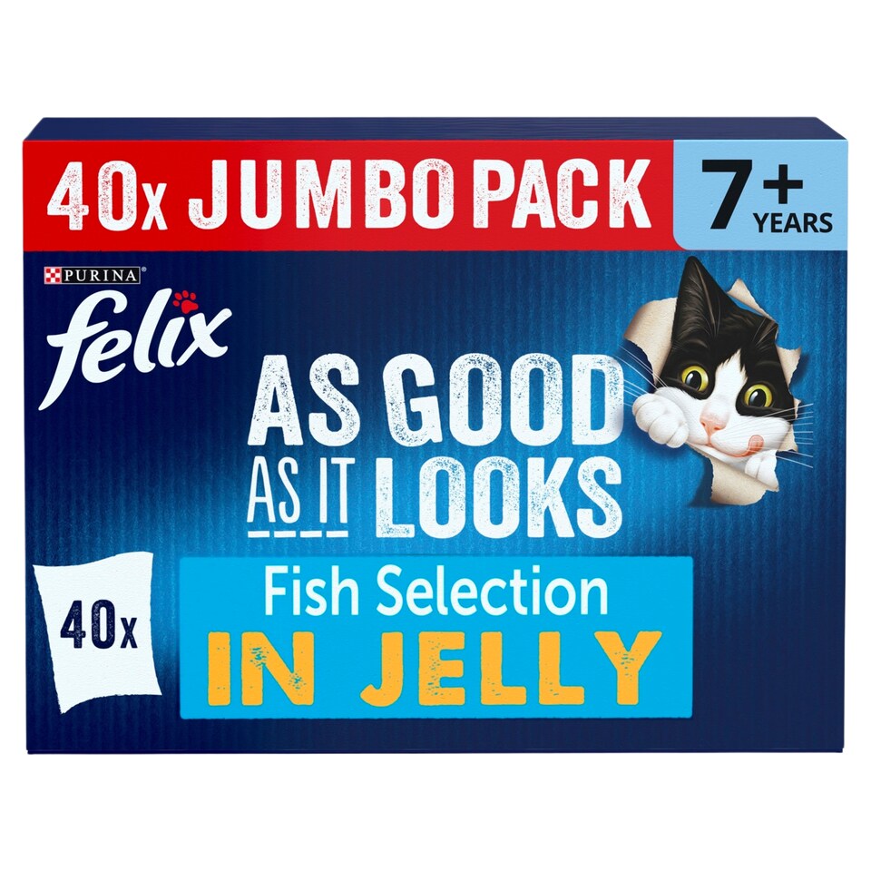 image 1 of FELIX As Good As it Looks Senior 7+ Fish in Jelly Wet Cat Food 40x85g
