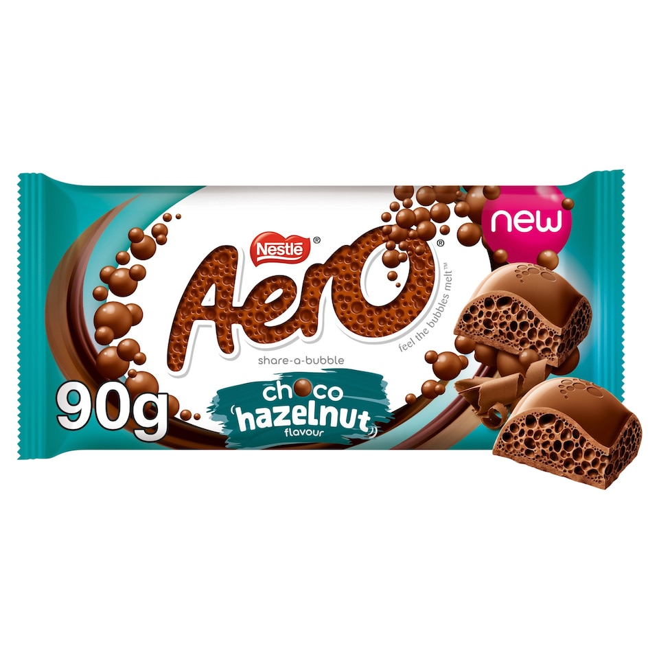 image 1 of Aero Milk Chocolate Hazelnut Flavour Bubbles Bar 90g