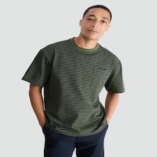 F&F Pure Cotton Heavyweight Stripe Print T-Shirt in Green