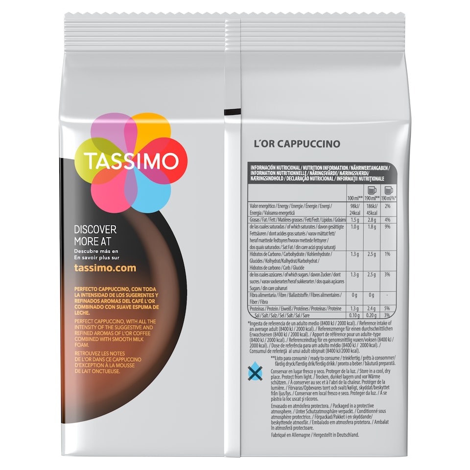 image 1 of TASSIMO L'OR ESPRESSO CAPPUCCINO 8 PACK 267.2G
