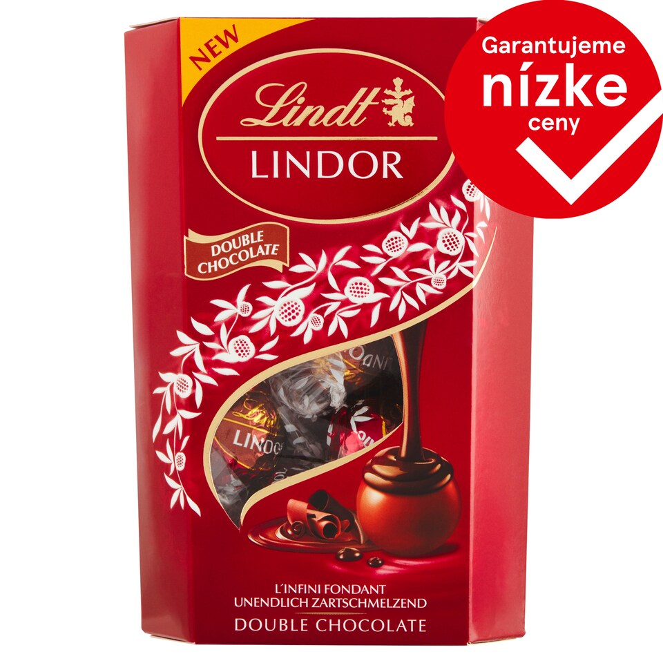 Lindt Lindor Mliečna a horká čokoláda s jemnou tekutou náplňou 200 g