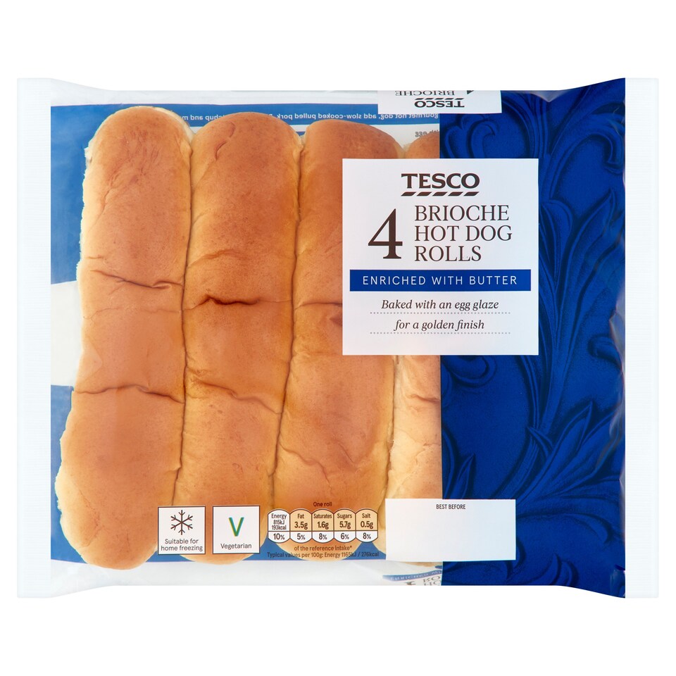 Tesco Brioche Hot Dog Rolls 4 Pack