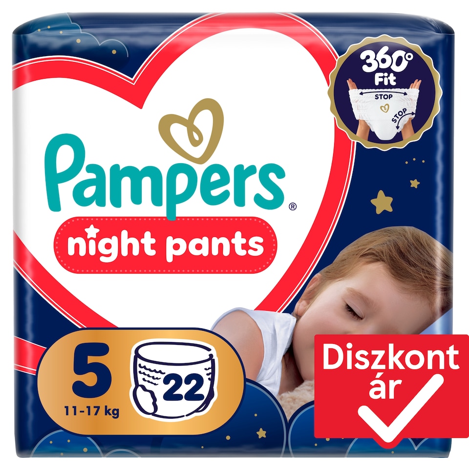 Pampers Night Bugyipelenka, Méret: 5, 22 db Pelenka, 11kg-17kg 1. kép