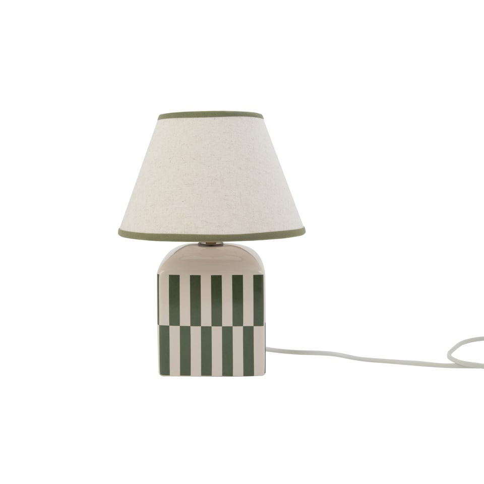 image 1 of F&F Home Green Printed Check Table Lamp 