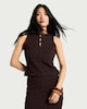 image 1 of F&F Textured Buttoned Co-ord Sleeveless Top in Brown
