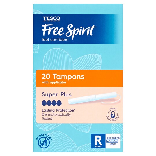 Tesco Free Spirit Super Plus Applicator Tampons 20 Pack Tesco Groceries