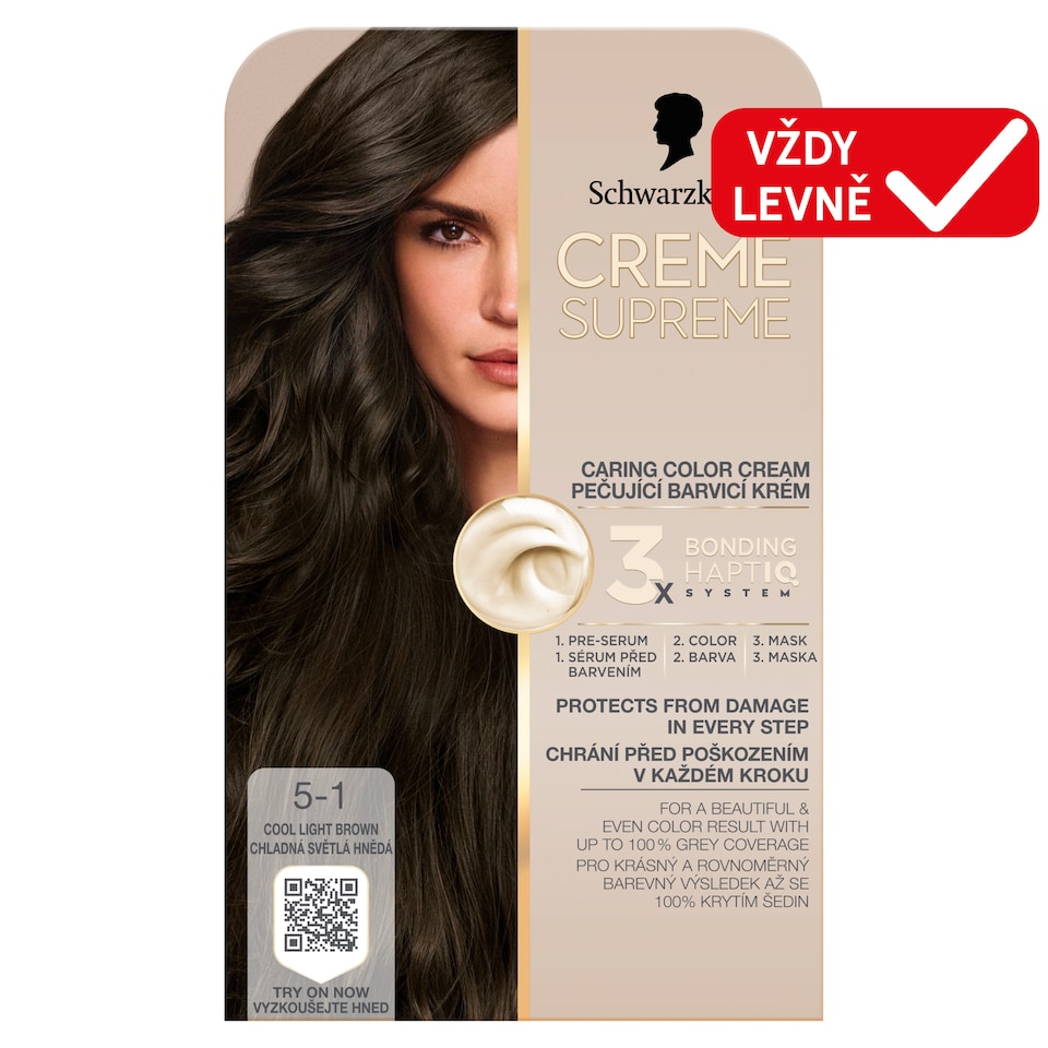 Obrázek 1 pro produkt Schwarzkopf Creme Supreme Pečující barvicí krém 5-1 chladná světlá hnědá