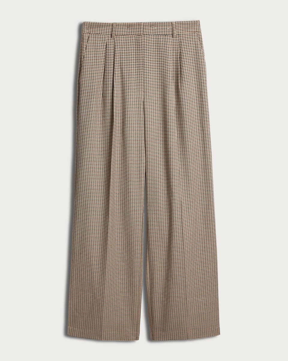 image 1 of The F&F Edit Checked Wide Leg Trousers in Brown