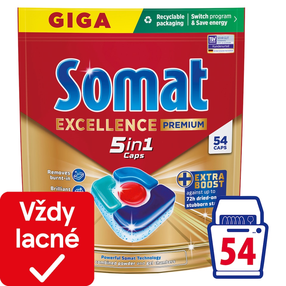 Somat Excellence Premium 5in1 Dishwasher Capsules 54 pcs 1053 g