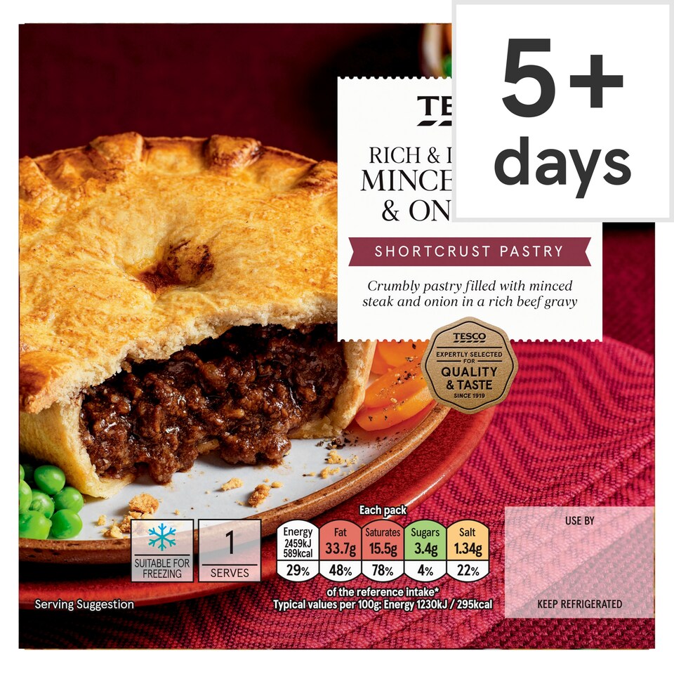 Tesco Minced Steak & Onion Shortcrust Pie 200G