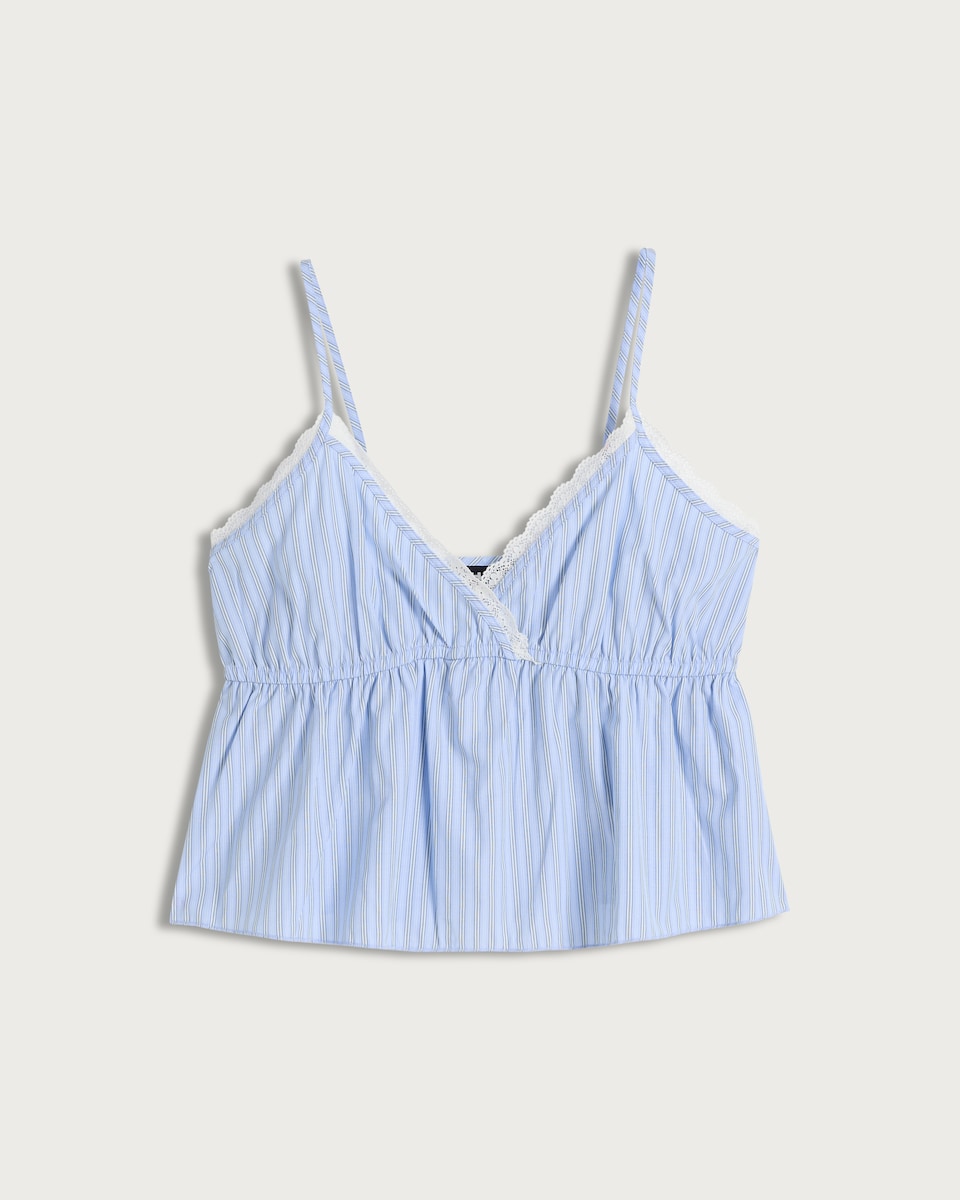 image 1 of OH ME OH MY Lace Trim Cami Vest in Blue