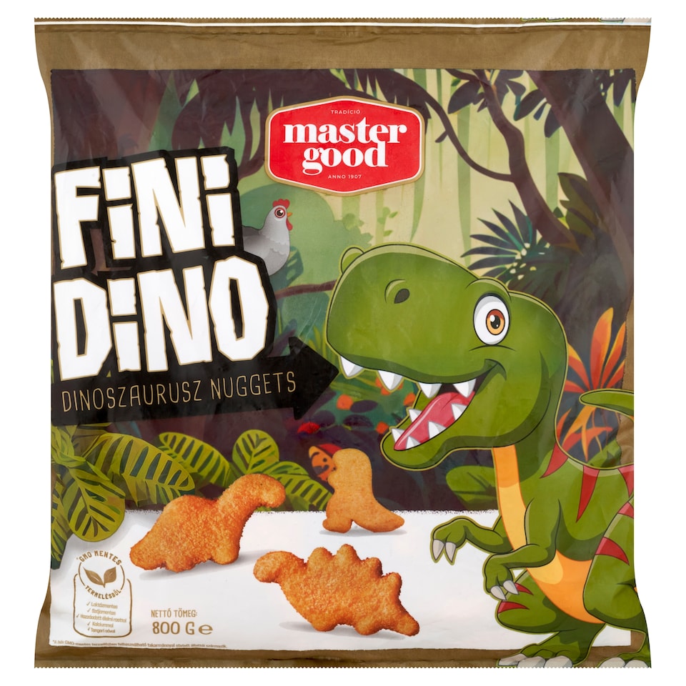 Master Good Fini Dino Dinoszaurusz Nuggets gyorsfagyasztott panírozott csirke mellhús 800 g  1. kép