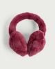 image 1 of F&F Faux Fur Heart Earmuffs in Burgundy