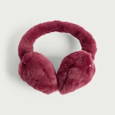 F&F Faux Fur Heart Earmuffs in Burgundy