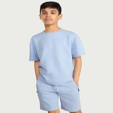 F&F Boys 2-Piece Waffle Textured T-Shirt and Shorts Set in Blue