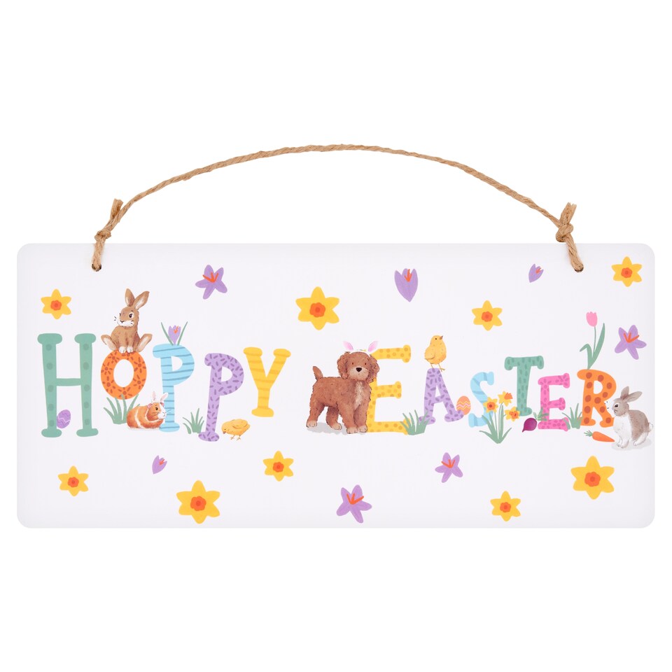 TESCO HAPPY EASTER WOODEN SIGN