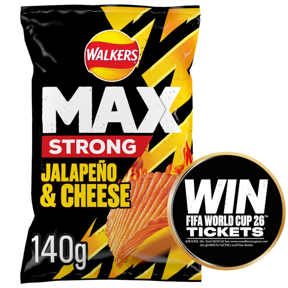 image 1 of Walkers Max Strong Jalapeño & Cheese Sharing Bag Crisps 140g