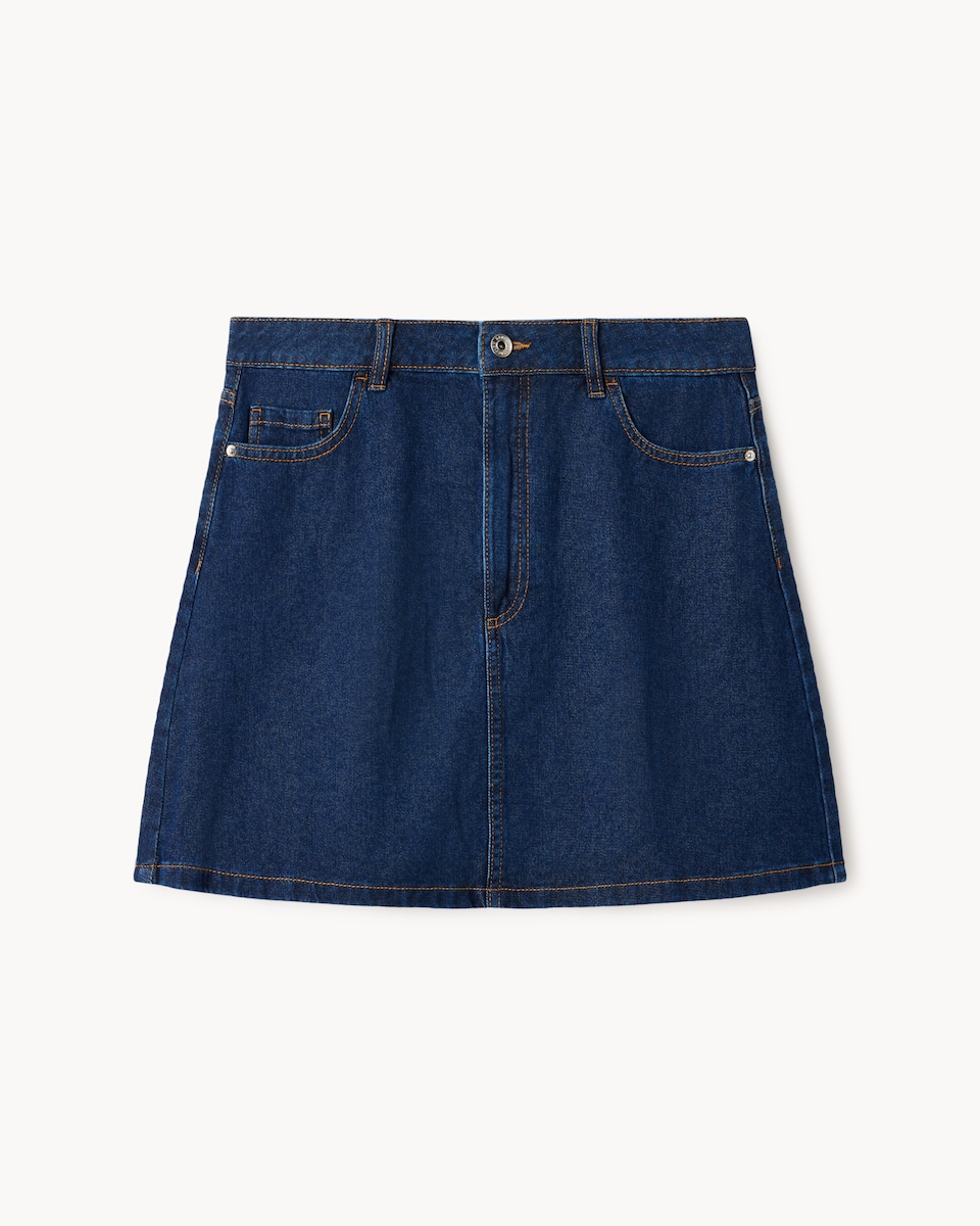 image 1 of F&F Pure Cotton Denim Mini Skirt in Navy