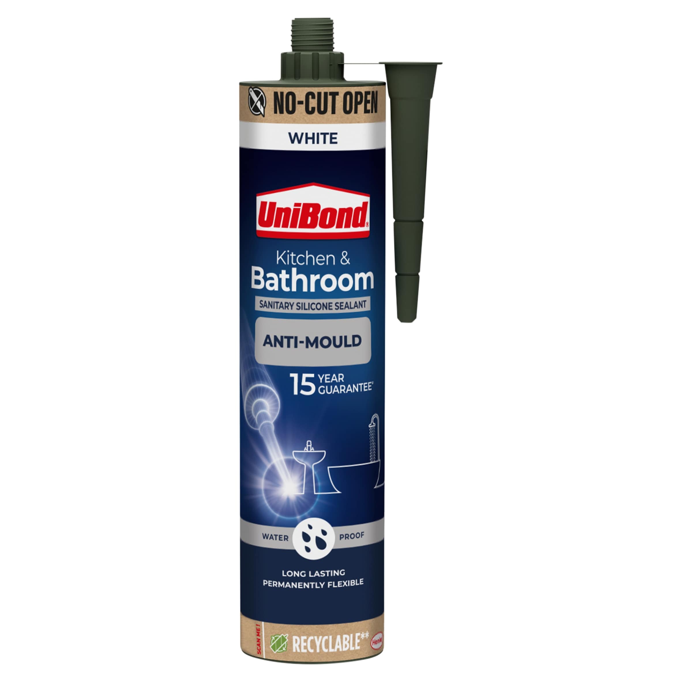 UniBond Kitchen & Bathroom Anti-Mould Sealant Cartridge White 280ml